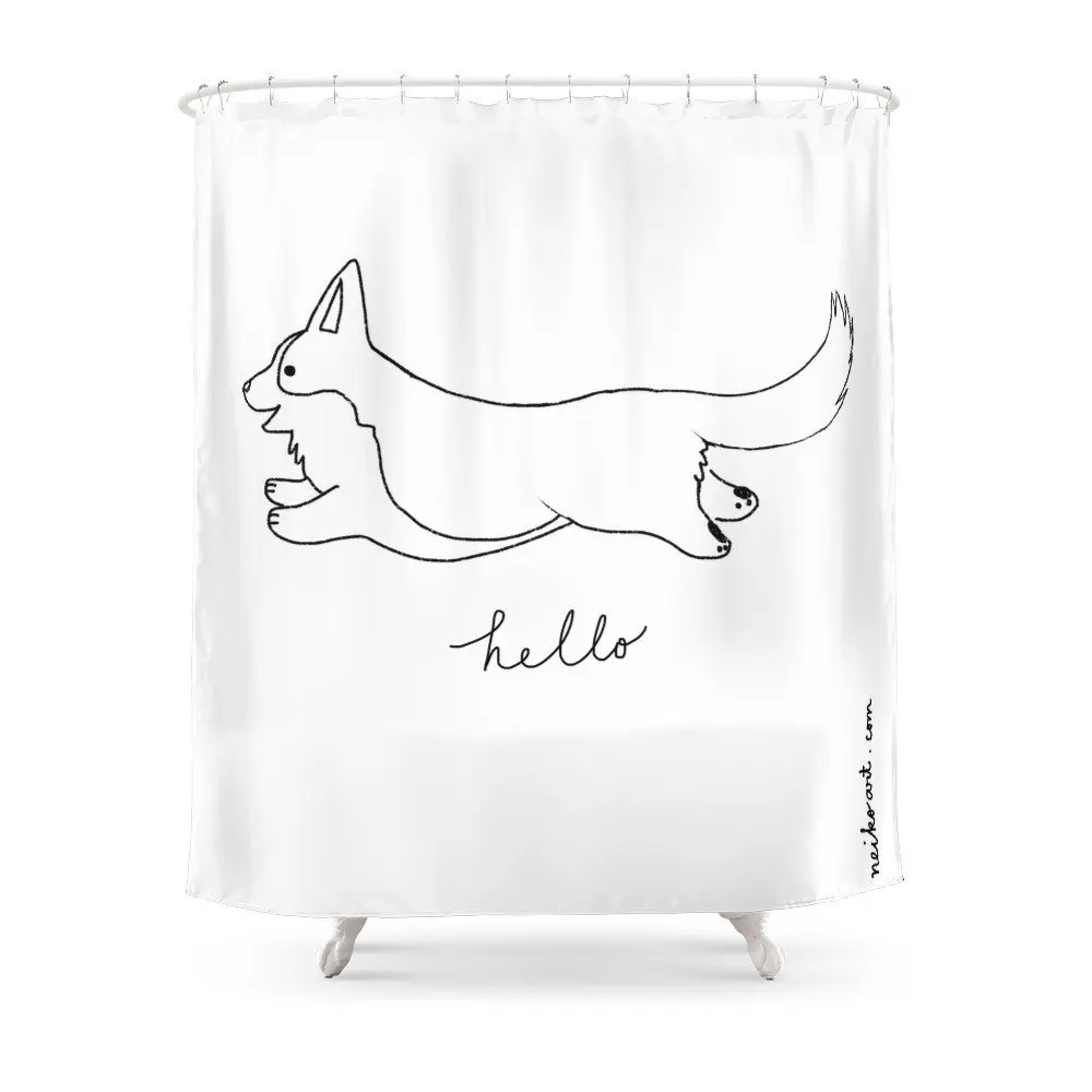 

Cardigan Welsh Corgi - Pembroke Corgi With Tail Shower Curtain Polyester Fabric Bathroom Home Waterproof Print Shower Curtains