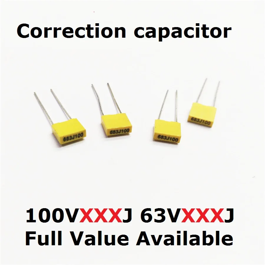 

20PC Correction capacitor 100V 332J/472J/682/103J/123J/102J/152J/222J/100V Polypropylene Film 0/1/1.5/2.2/3.3/4.7/6.8/10/12UF/NF