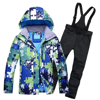 

Male Snow Skiing Suit Water Windproof Mountaineering and Skiiing jacket + Snow Bib Pants Super Keep Warmth Men & Women Clothes