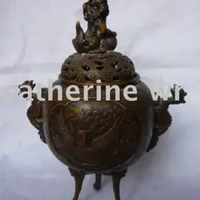 Коллекционная династия Мин(xuan de1426-1438) Купер дракон ладан \ ценсер, украшение