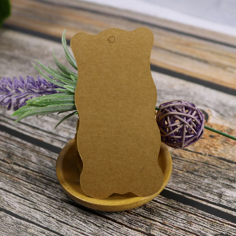 

Kraft Blank Gift Tags 50pcs with Hemp String Wavy Edge Design Price Hang Tag Bookmark Kraft Paper Cards Label for Office