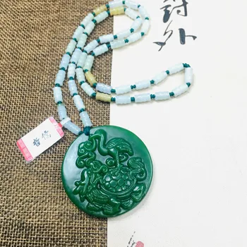 

Zheru Jewelry Pure Natural Jasper Carved Green Mountain Green Water Pendant Three Color Jadeite Bead Necklace Send Class A Certi