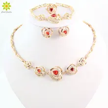 Ювелирные изделия из кристаллов Дубай колье воротник себе Цепочки и ожерелья Серьги Наборы для ухода за кожей золото Цвет Для женщин партии Ювелирные наборы