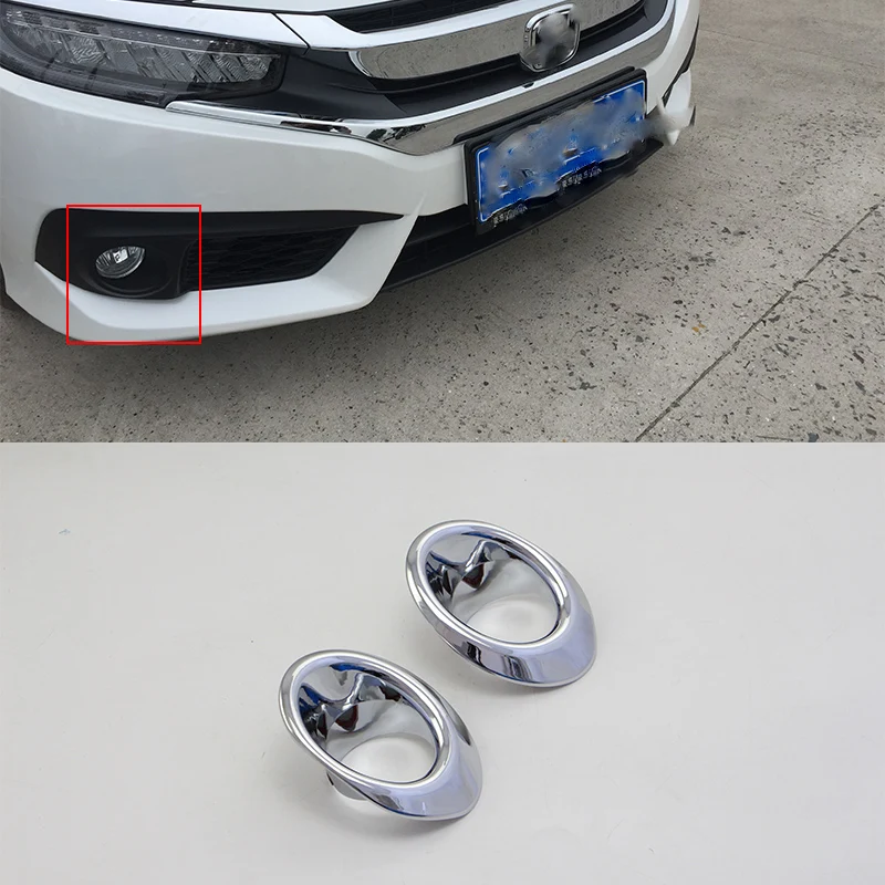 

Car body kits front foglight cover Car Sticker For HONDA CIVIC 2017 ABS chrome