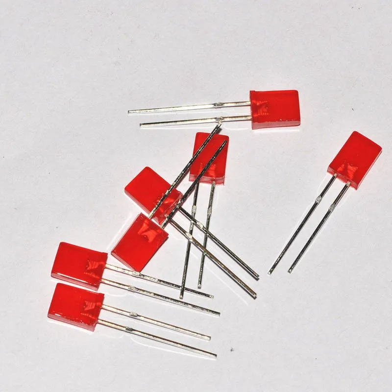 5x2x7mm rectangle red led with flat top red lens high brightness 2pins through hole(1)