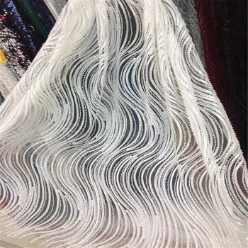 

HFX 2019 Latest French Nigerian Laces Fabrics High Quality Tulle African Laces Fabric Wedding African French Tulle Lace F200-1