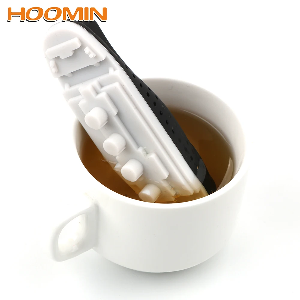 

HOOMIN Titanic Shape Tea Strainer Teaware Empty Tea Bags Tea Infuser Herbal Filter Diffuser Silicone Creative Ship Style