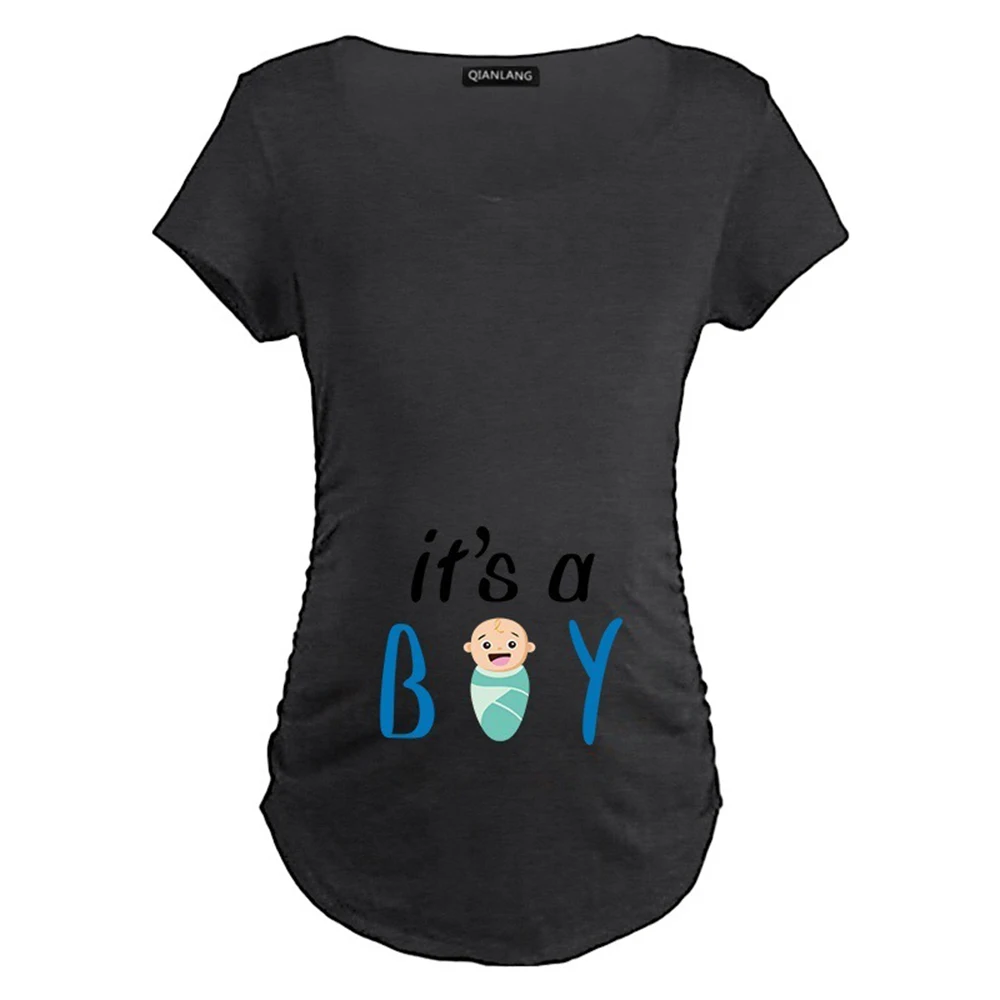 Базовая футболка с круглым вырезом и короткими рукавами с принтом букв для малышей, футболка с надписью, беременность материнство для беременных женщин, D30 - Цвет: Черный