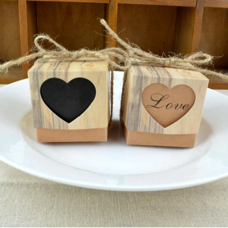 1 шт. романтическая коробка для конфет в форме сердца для свадебного украшения винтажная коробка для свадебных сувениров и подарков с канат джутовый шик