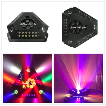 

4lot dmx strobe led light stage beam Purple Light Laser green +red gobo spot light 6x10w rgbw bee eyes