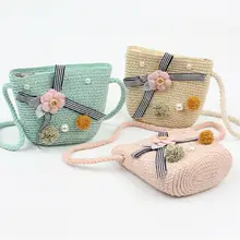 Hirigin новая детская соломенная сумка-ведро с цветами, пляжная сумка, забавная сумка-мессенджер, детская плечевая сумка, кошельки для монет, сумка на молнии