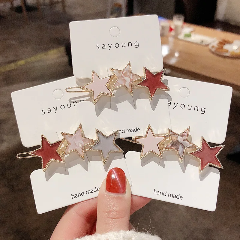 

Hollow Sweet Star Hairpins Colorful Korean Style Women Hair Accessories Hair Clips For Women Barrettes Hairgrips