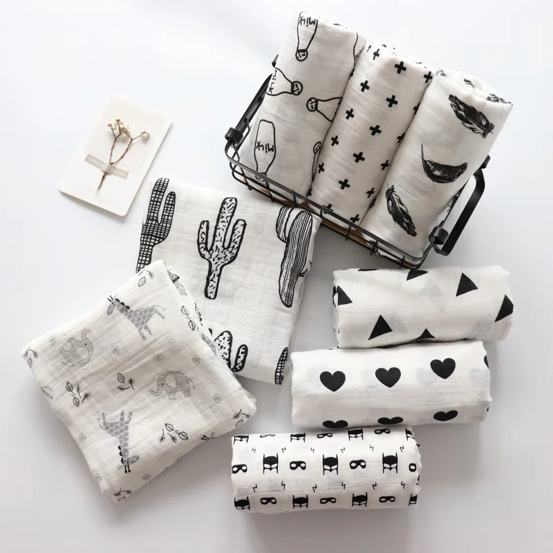 

2 Pcs Set Baby Blanket Cotton Muslin Swaddle For Newborns Soft Breathable Infant Wrap Multi Use Stroller Cover Baby Bath Towel