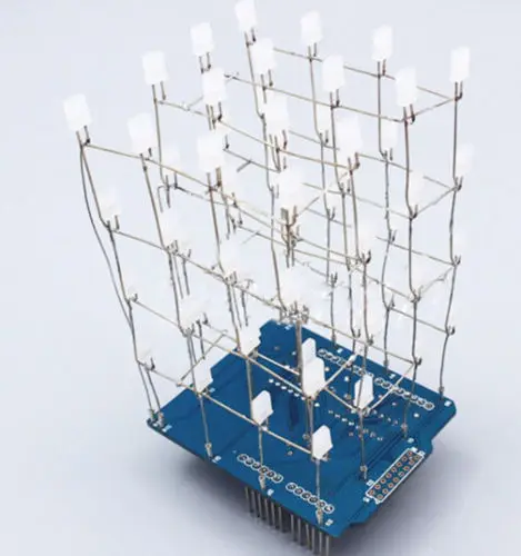 

4X4X4 3D Light Cube Kit Blue Shield LED Precise DIY Kit