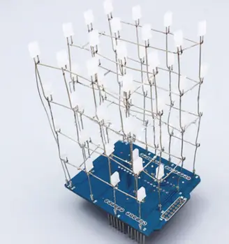 

4X4X4 3D Light Cube Kit Blue Shield LED Precise DIY Kit