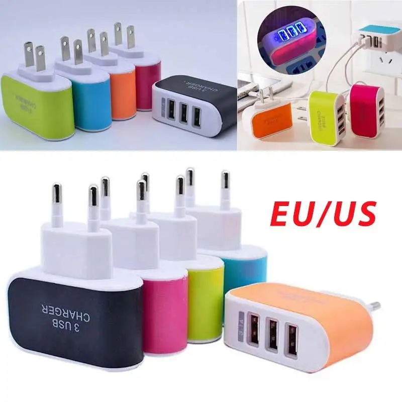 شاحن الأزياء الثلاثي 3 منفذ USB حائط المنزل للسفر AC مهايئ شاحن ل سامسونج ل أبل اللوحي الاتحاد الأوروبي التوصيل
