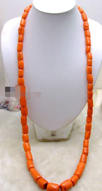 

1042 GENUINE NATURAL graduate Thick Slice Pink Coral Necklace