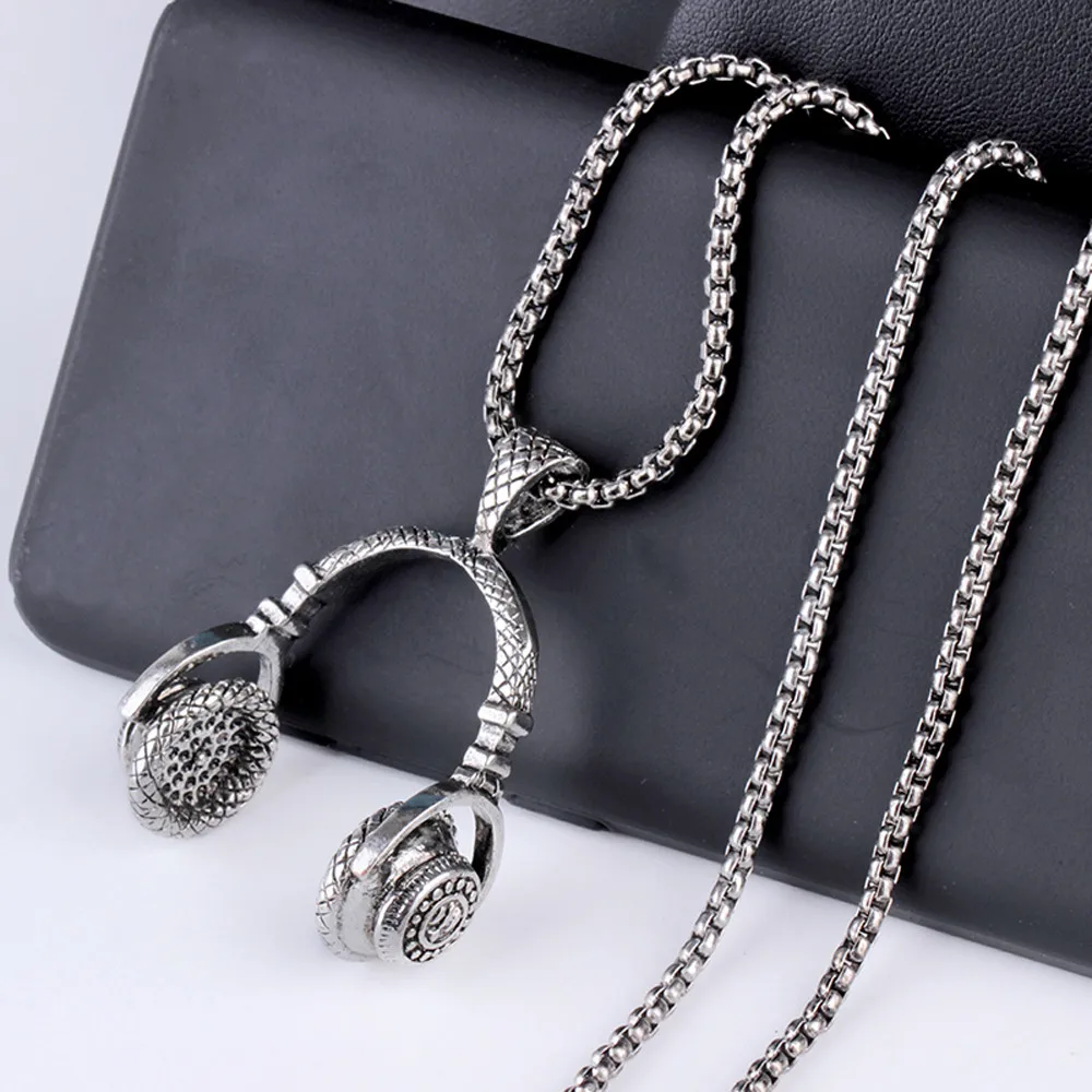 Necklace For Men/Women Music Lover Gift Black/Gold Color Microphone