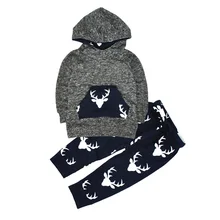 Baby Boys Girls Clothes Set Warm Outfits Deer Tops font b Hoodie b font Top Pant