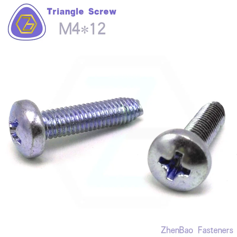 m4*12 , 100pcs , special thread phillips screw , Triangle thread