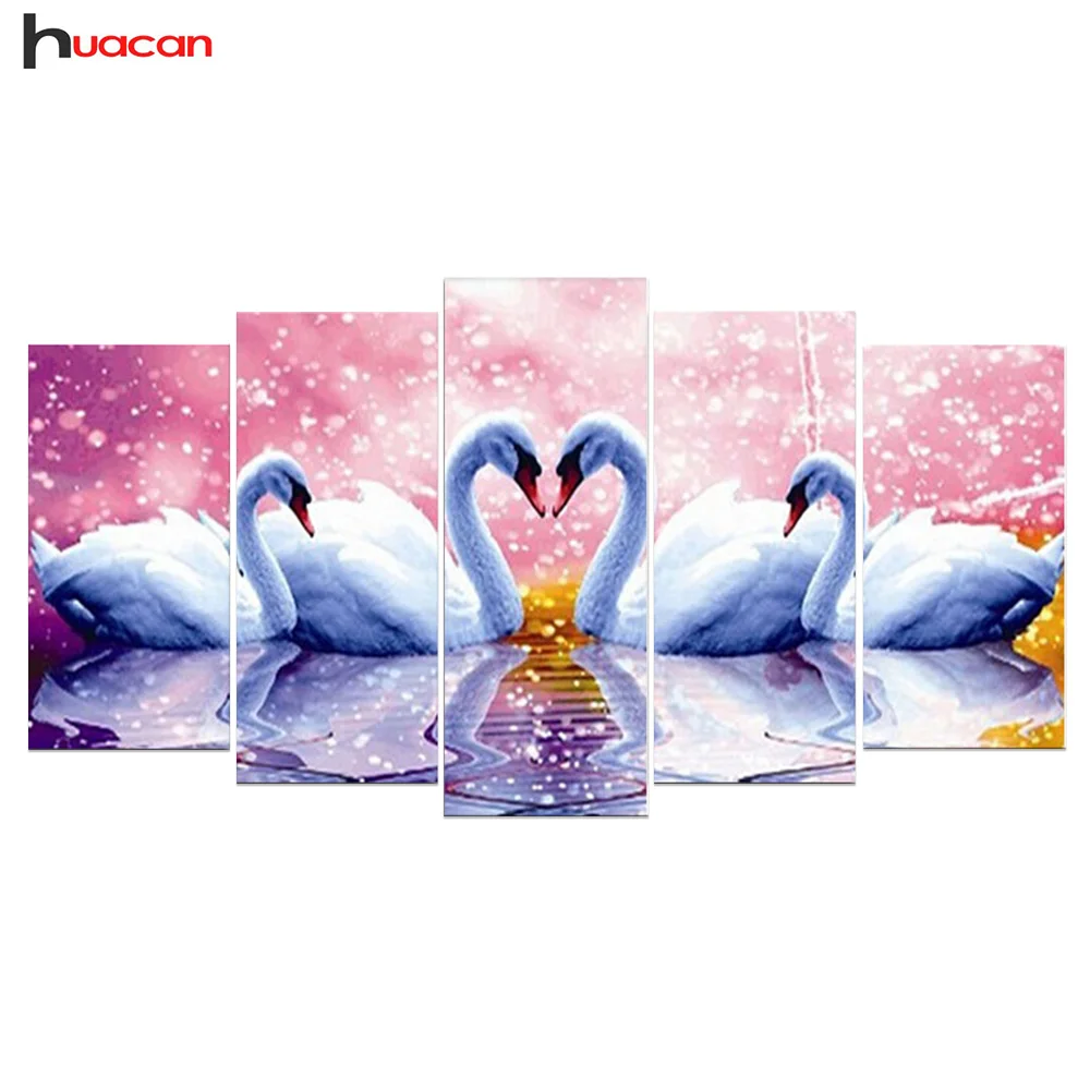 

HUACAN DIY Swan Diamond Embroidery Mosaic Kits Needle DIY 5D Animals Series Patterns Diamond Painting Cross Stitch Multi-Picture
