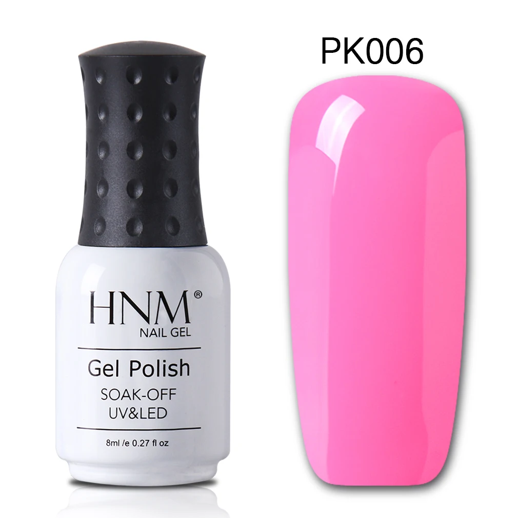 HNM 8 мл Гель-лак для ногтей фиолетового цвета замачиваемый УФ светодиодный Гель-лак для ногтей Полупостоянный для дизайна ногтей Гибридный Гель-лак базовое верхнее покрытие - Цвет: pink 006