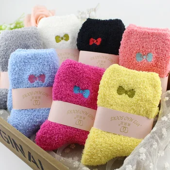 

6pair/lot Anyongzu Sock Natural Color Pregnant Women Socks Warm Embroidery Half Tail Cloth Distribution Towels 23cm to 25cm