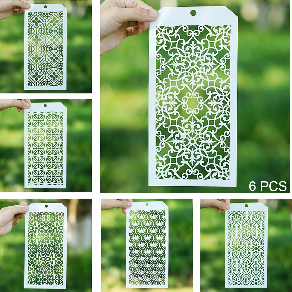 

6 PCS 12*24 cm Seamless Stencil for Scrapbooking Painting album Paper Card Making Craft Decorative Embossing Template