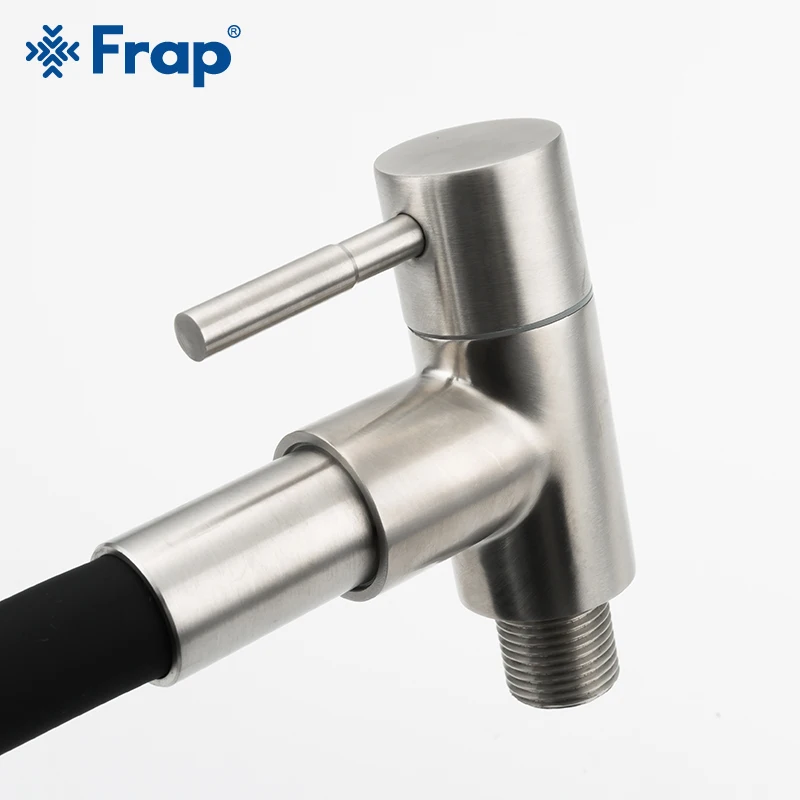 Frap Kitchen Faucet Black single cold faucet 304 stainless steel wall mounted tap wash Kitchen sink mixer brushed single faucet Frap Kitchen Faucet Black single cold faucet 304 stainless steel wall mounted tap wash Kitchen sink mixer brushed single faucet