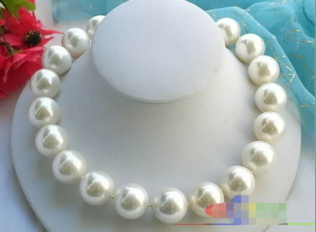 

962-1 HUGE 17"20MM WHITE ROUND SOUTH SEA SHELL PEARL NECKLACE@^Noble style Natural Fine jewe FREE SHIPPING