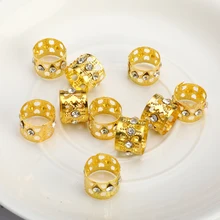 10 шт. 13 мм золото горный хрусталь волос Dread косы дредлок кольцо с жемчужинами Кристалл Регулируемая оплетка манжеты клип средство для наращивания волос