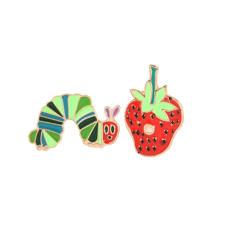 

WEISHUOLI Creative Strawberry Bugs Cowboy Badge Bag Collar Alloy Enamel Animal Brooch Pin For Women