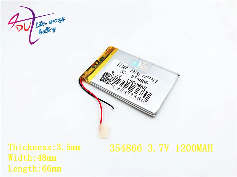 Литиевая батарея Планшеты заряда батареи 3,7 V 1200 MAH 354866 355065 для Mp3 MP4 MP5 gps Оборудование для psp Мобильный bluetooth