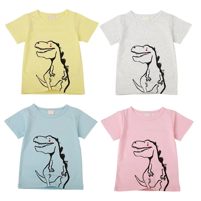 

Baby Boy Cartoon Dinosaur Printed Short Sleeve Tops T-Shirt Blouse Toddler Cotton O Neck Outfits Clothes