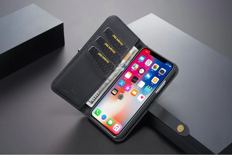 Бизнес кожа чехол для телефона для iPhone X Case карты Бумажник Магнитная Съемная задняя крышка для Coque Apple iPhone X флип чехол Etui