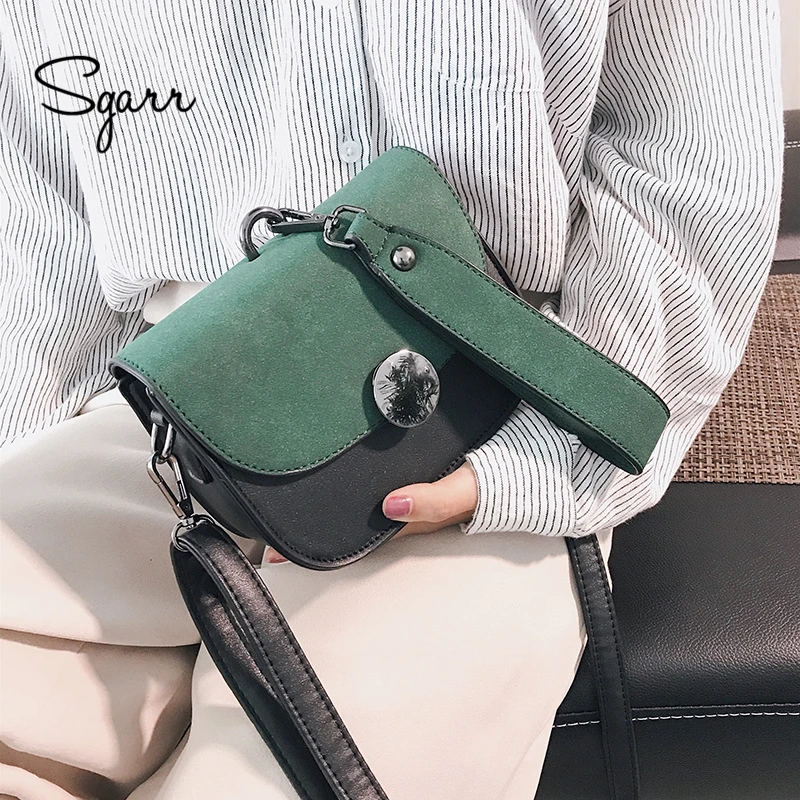 

SGARR New Fashion Women Handbag Mini Panelled Shoulder Bag Vintage Nubuck PU Leather Messenger Bag Luxury Female Crossbody Bags