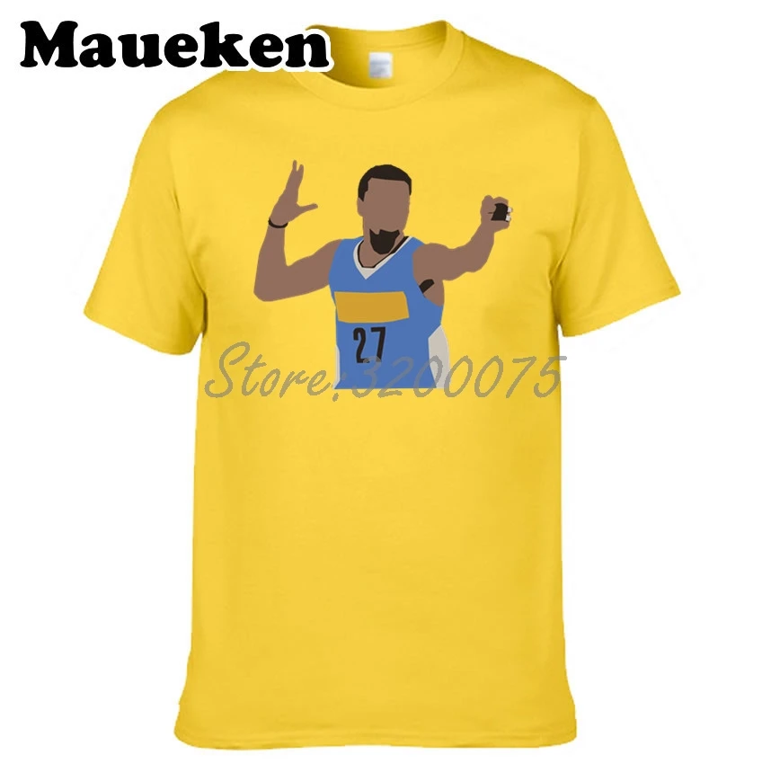 Для мужчин Jamal Murray 27 синий футболка с изображением стрелки одежда футболка с круглым вырезом W19021008