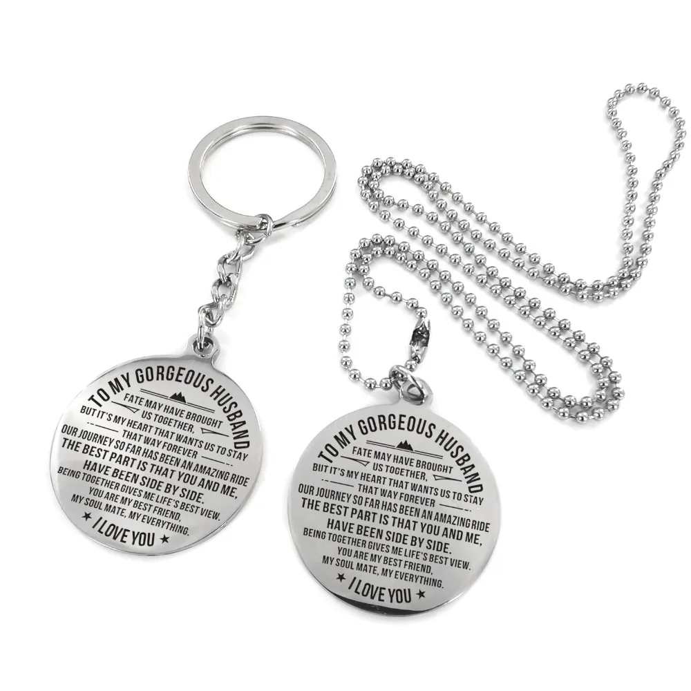 To My Husband Love Forever Necklace Keychain From Wife Surprise Gifts For Men Keychains With Black Gift Box Key Chains Aliexpress