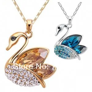 Австрийский хрусталь Diamante элегантный лебедь кулон Цепочки и ожерелья для