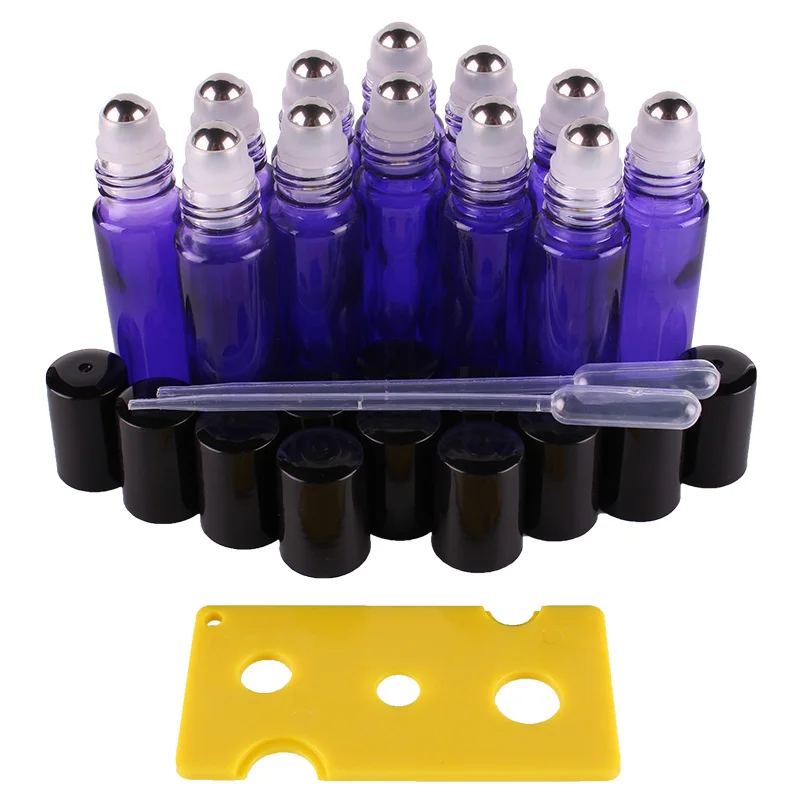 

12pcs 10ml purple Essential oil Glass Roll on Bottles Vials with Stainless Steel Roller Ball for perfume aromatherapy