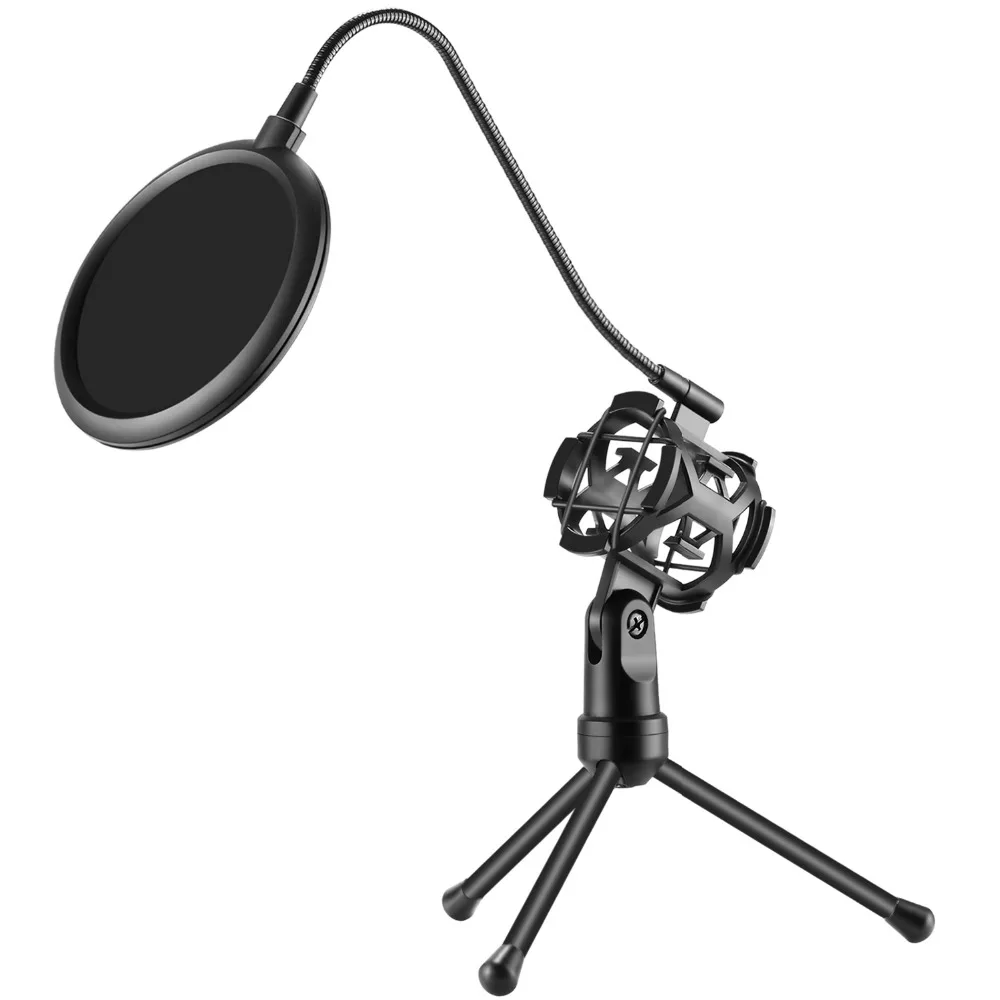 

Neewer Pro Desktop Microphone Tripod Stand with Shock Mount Microphone Holder and Pop Filter Mask Shield for Studio Vocal Record