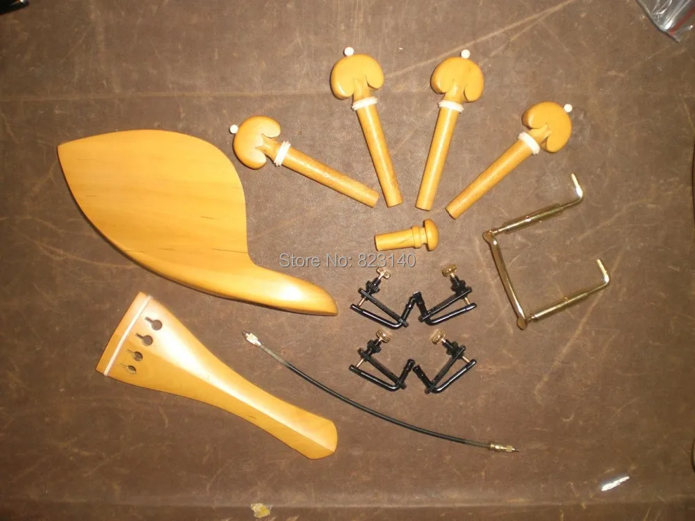 

1 set Boxwood(bone ring) Violin parts 4/4 with string adjuster, chin rest screw & tail gut