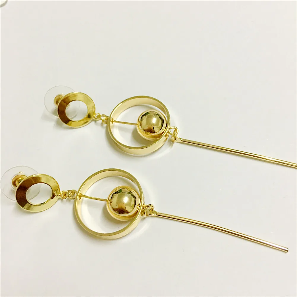 Hot Sale Fashion Jewellery Long Earrings for Women Gold Color Earring