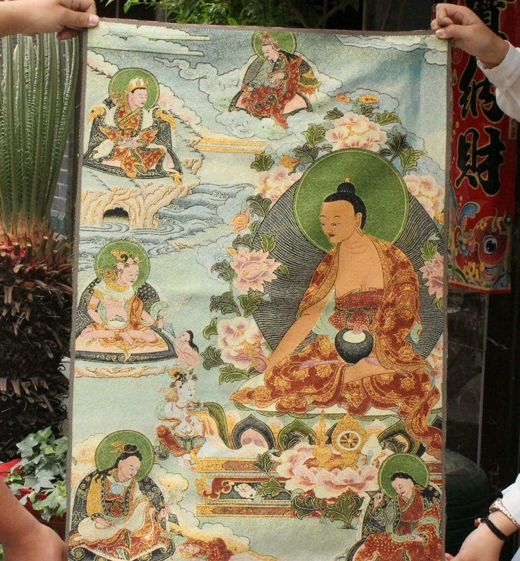 

36 Inch Tibet Cloth Silk medical God Menla Medicine Buddha Tangka Thangka Mural