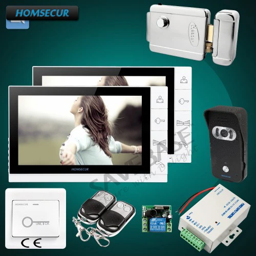 

HOMSECUR 9" Wired Video Intercom System with Intercom System+Black Camera for Apartment