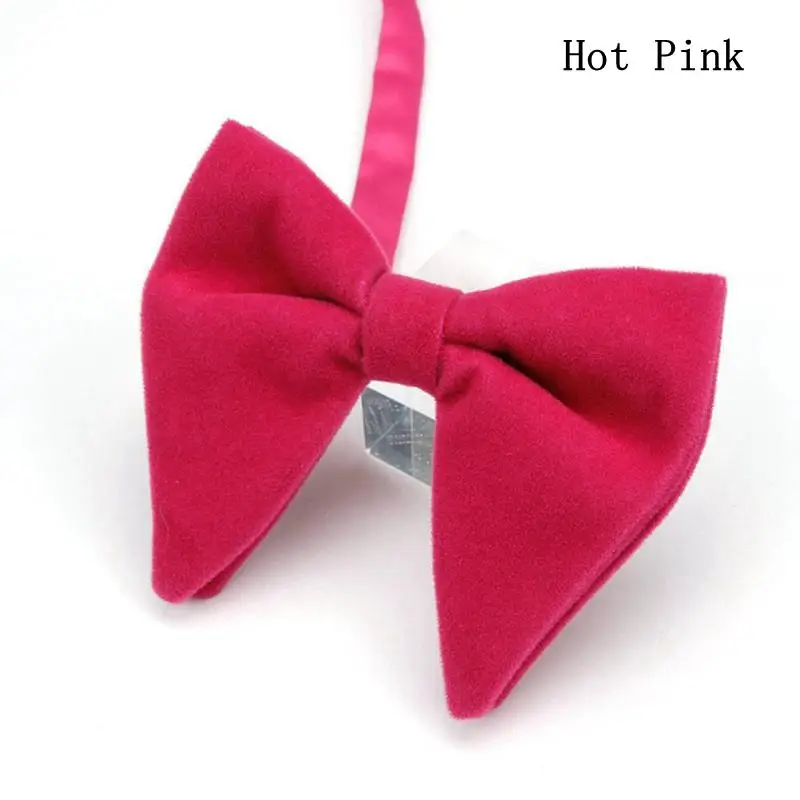 Новое мужское однотонное бархатное оверсайз с бантом для свадьбы смокинг Бизнес Мода регулируемый галстук-бабочка XLZ9093 - Цвет: Hot Pink