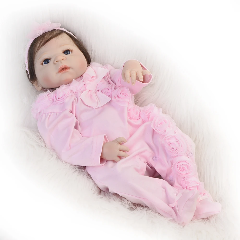 

57 cm Full Silicone Vinyl Reborn Baby Dolls Toy Lifelike 23'' bebe Girl Babies Doll with Fiber Hair So Truly Kids Playmates