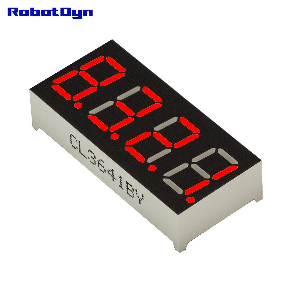 

5pcs = 4-Digit 7-segments LED Display tube, decimal, RED, disp. size 30x14mm, 0.36