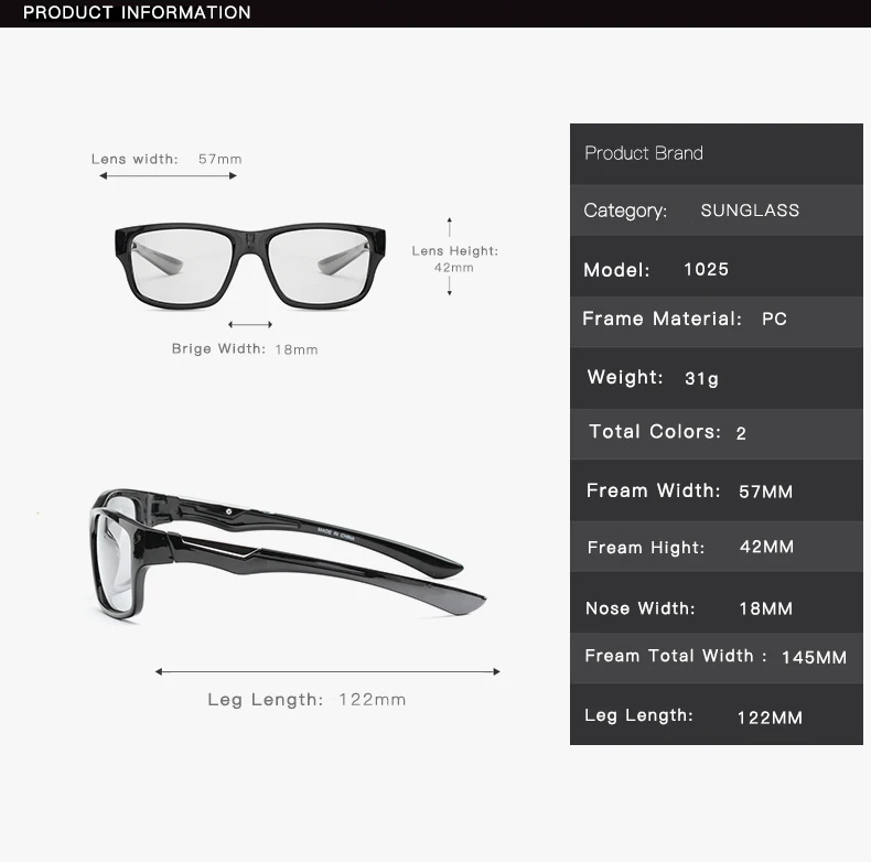 2018 Bike Photochrome Gläser Outdoor Sport Radfahren Brille Unisex Anti-Uv MTB Berg Verfärbung Fahrrad Sonnenbrille 1025