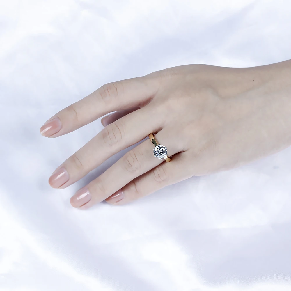Женское Обручальное Кольцо Transgems 14K 585 двухцветное Золотое моиссанитовое кольцо с